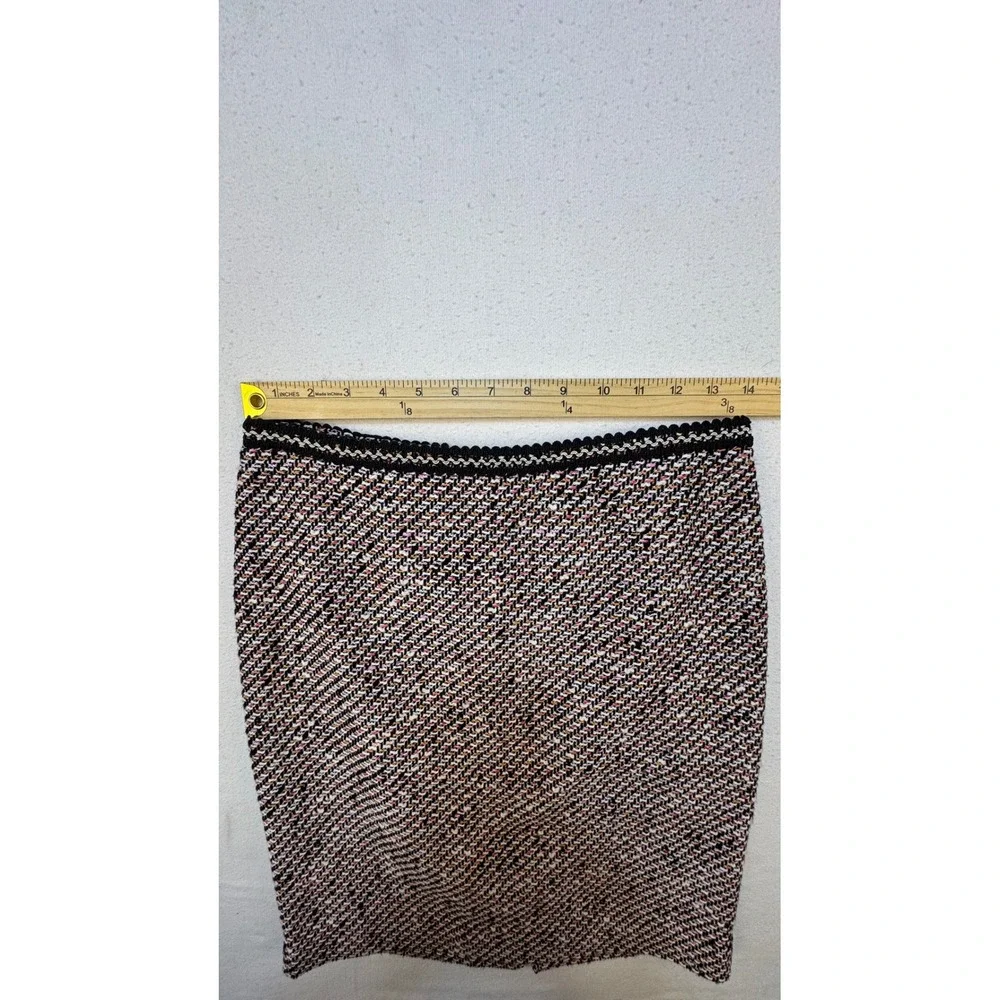 Talbots Skirt Womens 2P Black Multi Tweed Pencil Cotton Blend‎ Trim